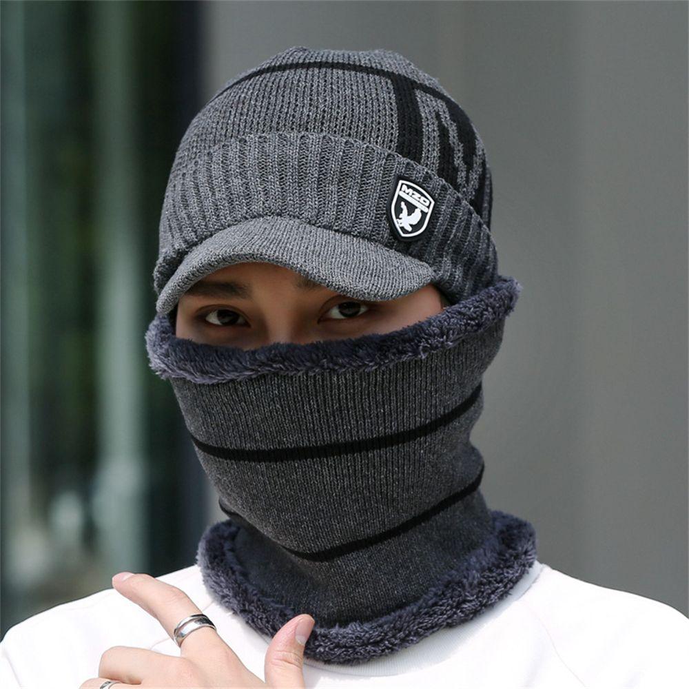 Outdoor Herren Damen Beanies Strickmütze Beanie Mütze Verdickte Wolle Winddichte Mütze Schal Winter Warm