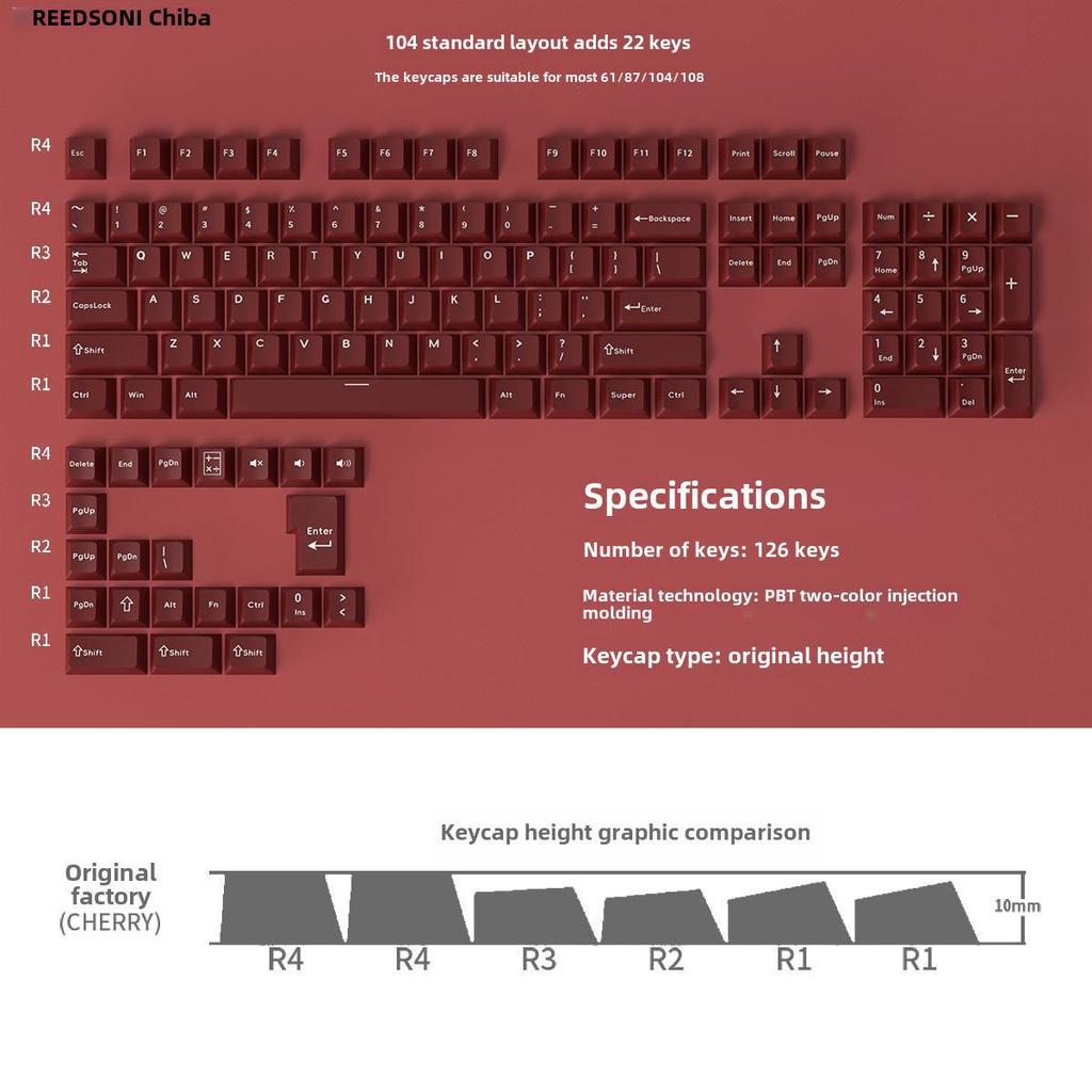 126-klawiszowe dwukolorowe nakładki na klawisze PBT do klawiatur mechanicznych