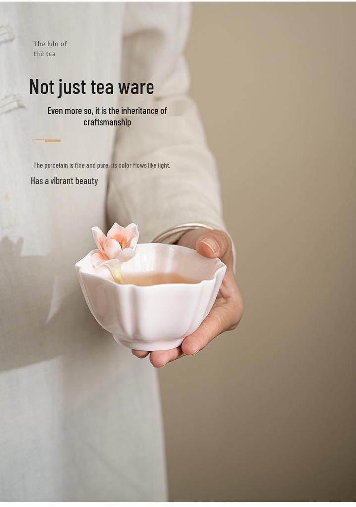 Pink Flower Petal Chinese Style Tea Cup for Personal Use