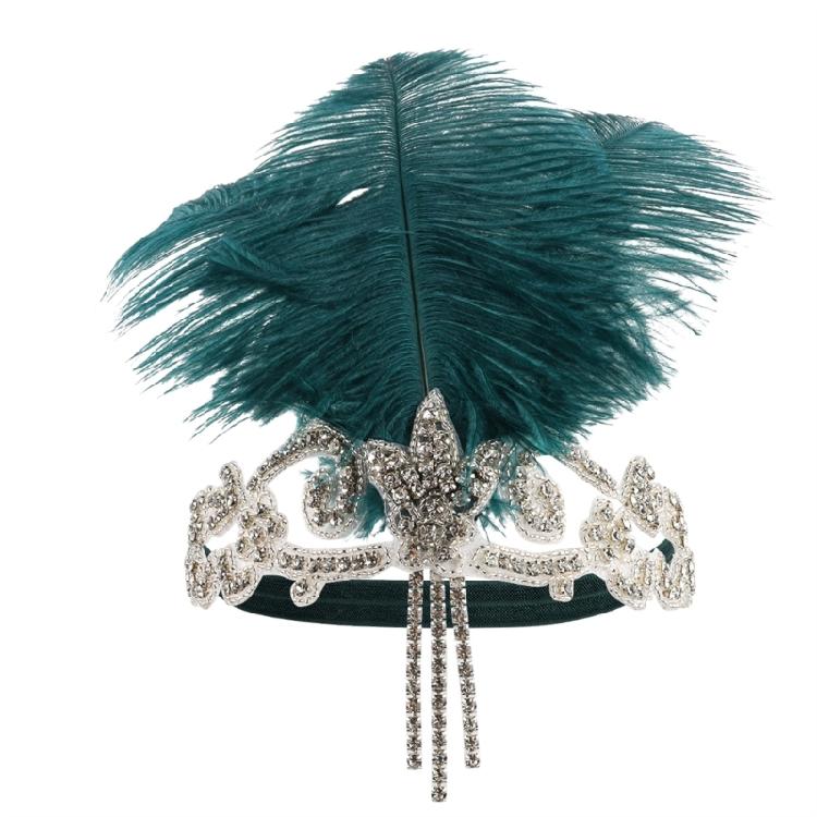 Rhinestones Embellished Headpiece User Friendly Feather Headdress 1920s Hair Band For Themed Parties Everyday