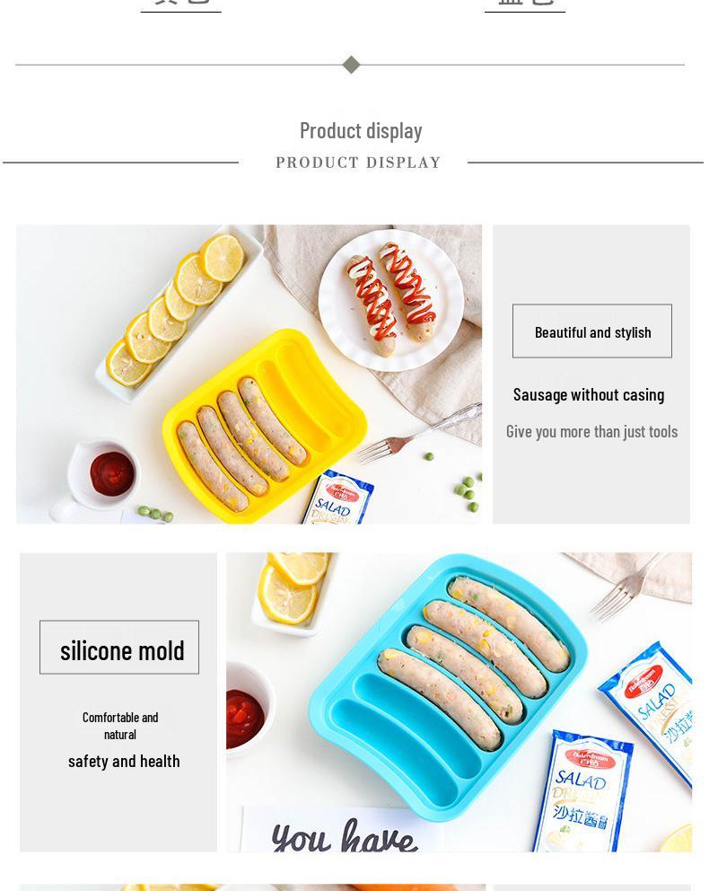 In-Stock Silicone Sausage Mold: DIY Six-Cavity Hot Dog Maker with Lid - Ideal for Baking.