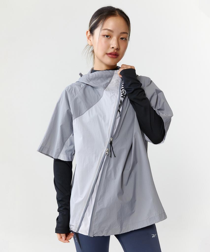 Reebok Hidden Ventilation Short Sleeve Hooded Anorak - Grey