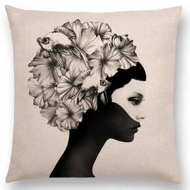 New Black White Style Wonder GirlSofa Pillow Case Elegant Lady Miracle Beauty Portrait Noble Mind Gorgeous Ideas Cushion Cover