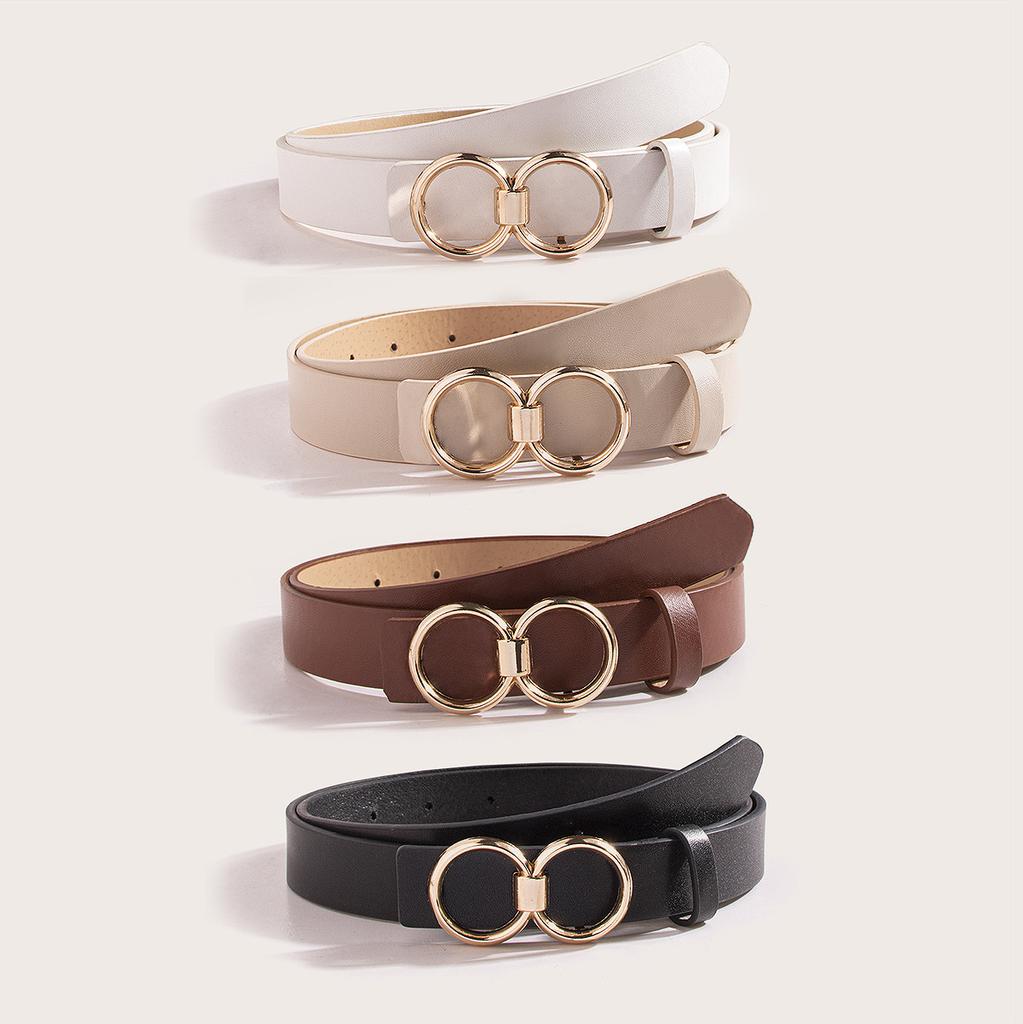 Spring New 8-shaped Buckle Simple and Versatile PU Belt for Women, Fashionable Commuting Buckle Belt