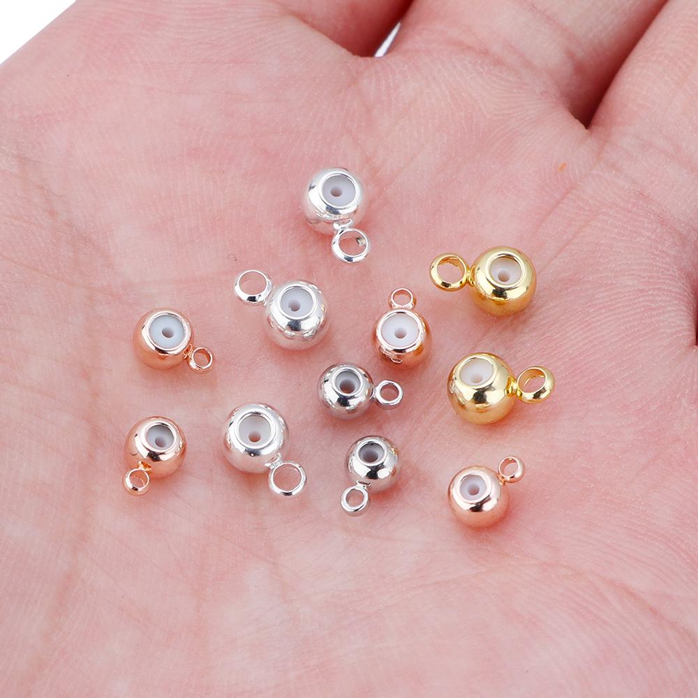 10Pcs 4 5mm Copper Plated Beads Large Hole Spacer Positioning Round Beads For DIY Craft Bracelet Necklace Connection Accessories