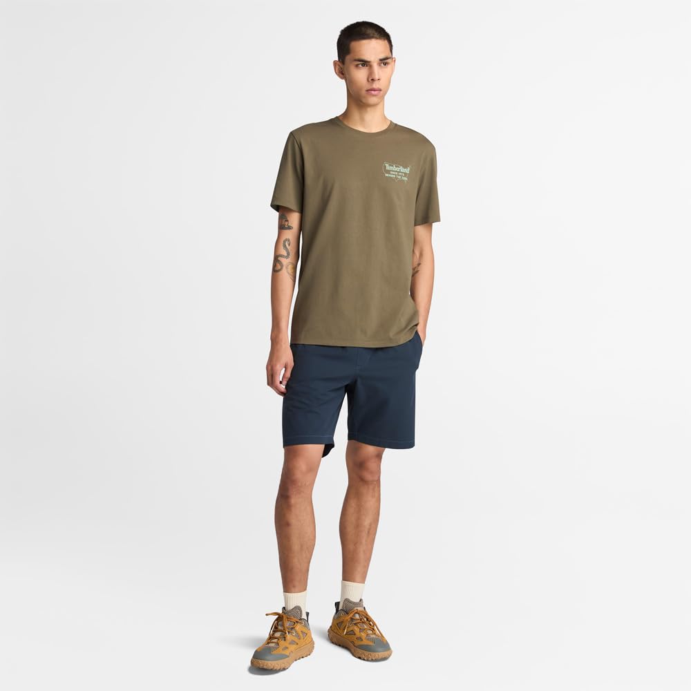 Timberland Herr Kortärmad T-shirt med Bakgrafik, Bladgrön, Storlek M, TB0A6B6ZA581