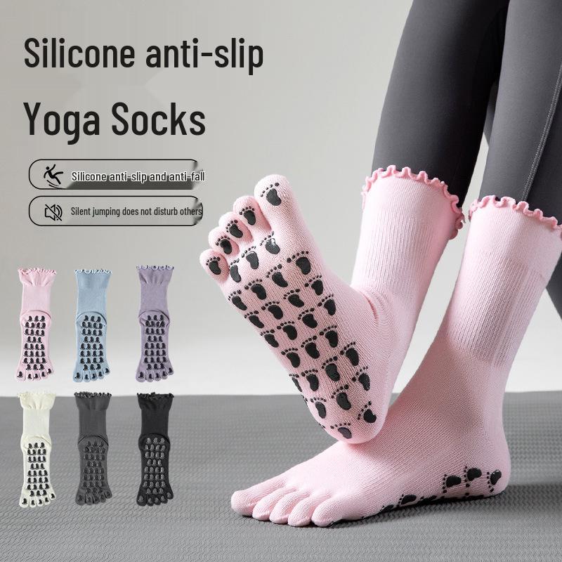 Non-slip Five-finger Yoga Socks - Spring/Summer Ballet Style for Pilates, Casual Japanese Sweet Design, Versatile Split-toe Sports Socks