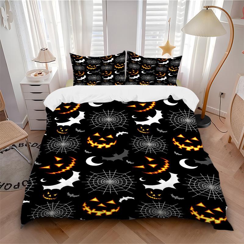 

3pc Halloween Spiders Cover Set - 1 Quilt Cover + 2 Pillowcases, All Seasons Bedroom Setting, Perfect for Home049 135x200cm