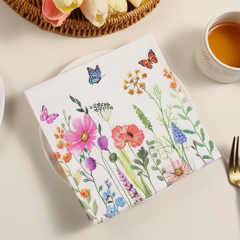 20pcs/pack 33x33cm Birds Flower Paper Cocktail Wedding Birthday Party Decoration Square Dinner Napkins