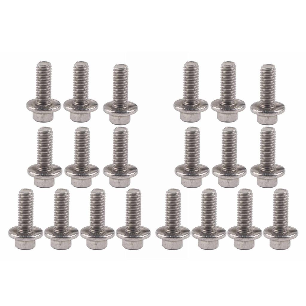 20Pcs Flanged Hex Bolts 304 Stainless Steel Flange Head Screws M6x20 Industrial Construction Fastener