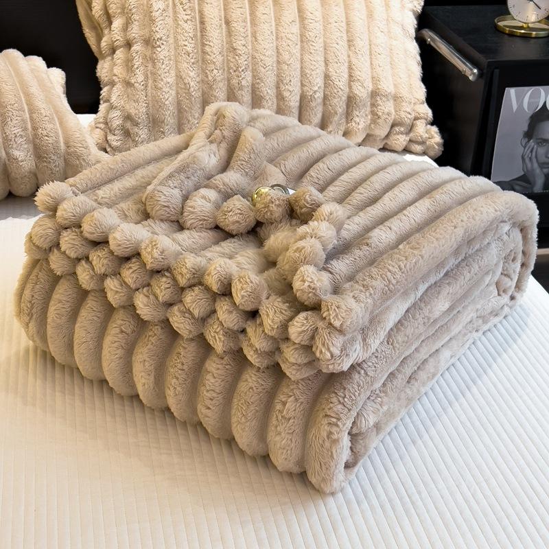 Class A Mother & Baby Rabbit Velvet Blanket - Flannel, Milk Velvet, Double-Sided Coral Fleece for Spring/Autumn