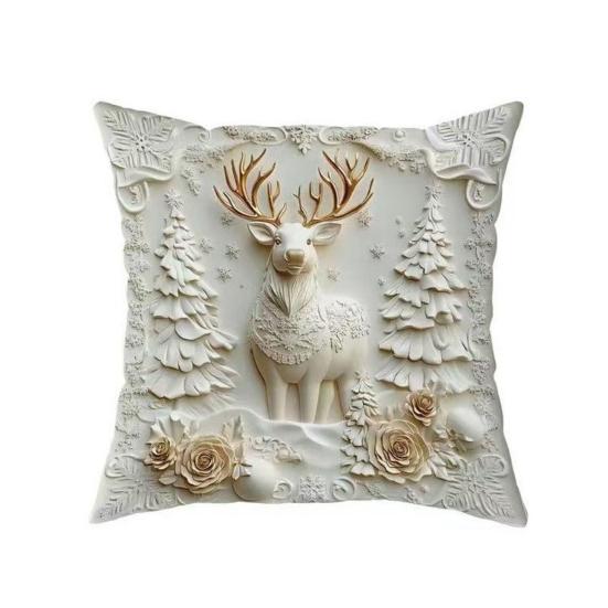 1/4Pcs 45x45CM Christmas Linen Throw Pillow Cover Santa Claus Snowman Reindeer Xmas Tree Pillow Case Living Room Bedroom Sofa Bed Square Cushion Cover