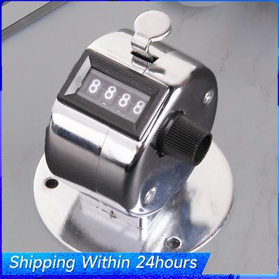 Mini Contador Manual de Metal com 4 Dígitos Digital Manual Clicker de Golfe Portátil com Base para Crianças Aprender a Contar
