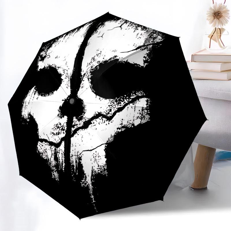 1pc Skull Automatic Opening/closing Umbrella, Foldable Sunshade, Perfect Gift for Friends, Durable Plastic Handle yy250808063
