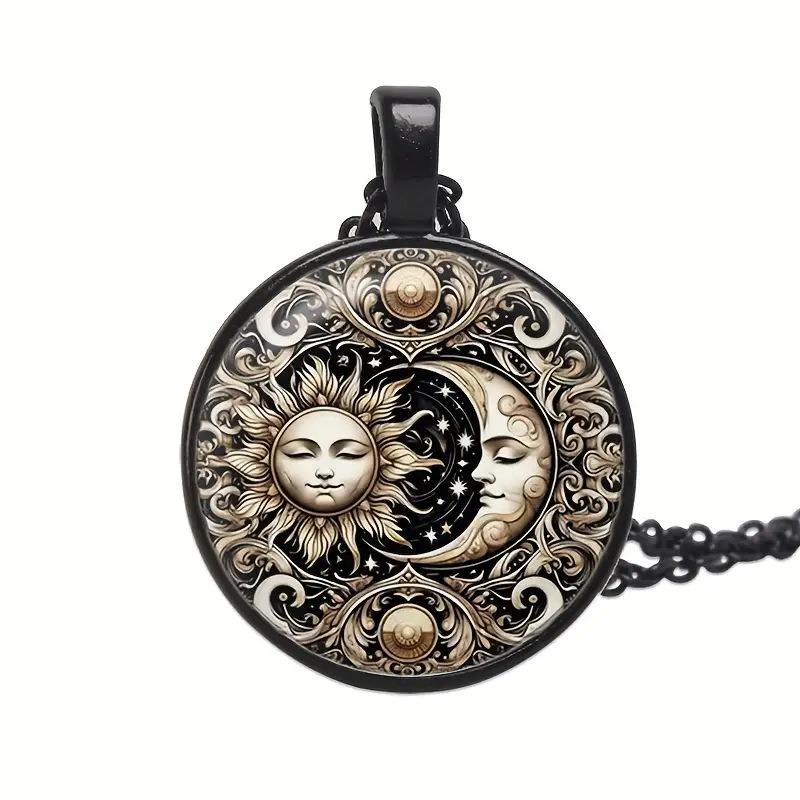 Modische Sonne Mond Anhänger Halskette für Frauen Kreativer Party Schmuck