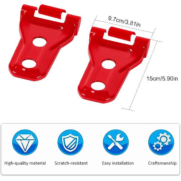 Hoolcar Engine Hood Hinge Cover Exterior Decoration Accessories for 2018-2024 2025 Jeep Wrangler JL JLU & Gladiator JT, Red