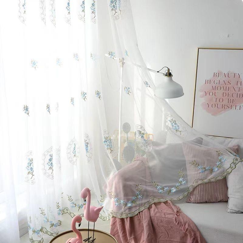 3D Embroidered Floral Tulle | Luxurious European Design | Grommet Tops, Beaded Ropes and Lace Valances | Bedrooms and Living Rooms