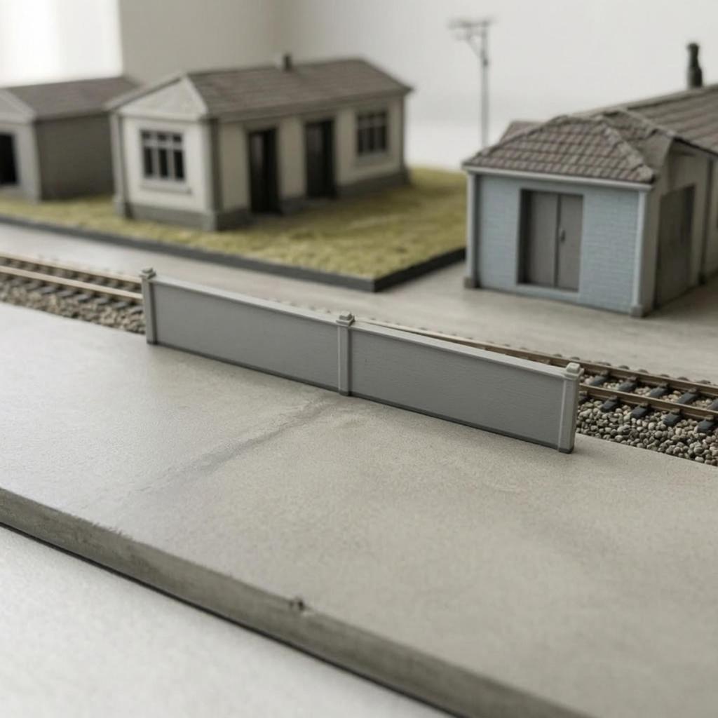 Fence Wall Panel NScale Diorama Gray Model Train for Hobbyists, Rail