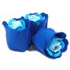 6x Soap Roses Heart Box Blue Set of 3