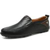 Plus Size Men's Cowhide Driving Moccasins - Casual Leather Shoes, British Style, Trendy Cross-Border Design.