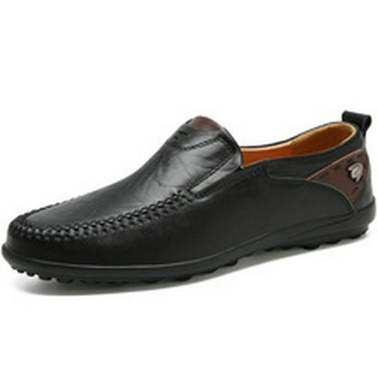 Plus Size Men's Cowhide Driving Moccasins - Casual Leather Shoes, British Style, Trendy Cross-Border Design.