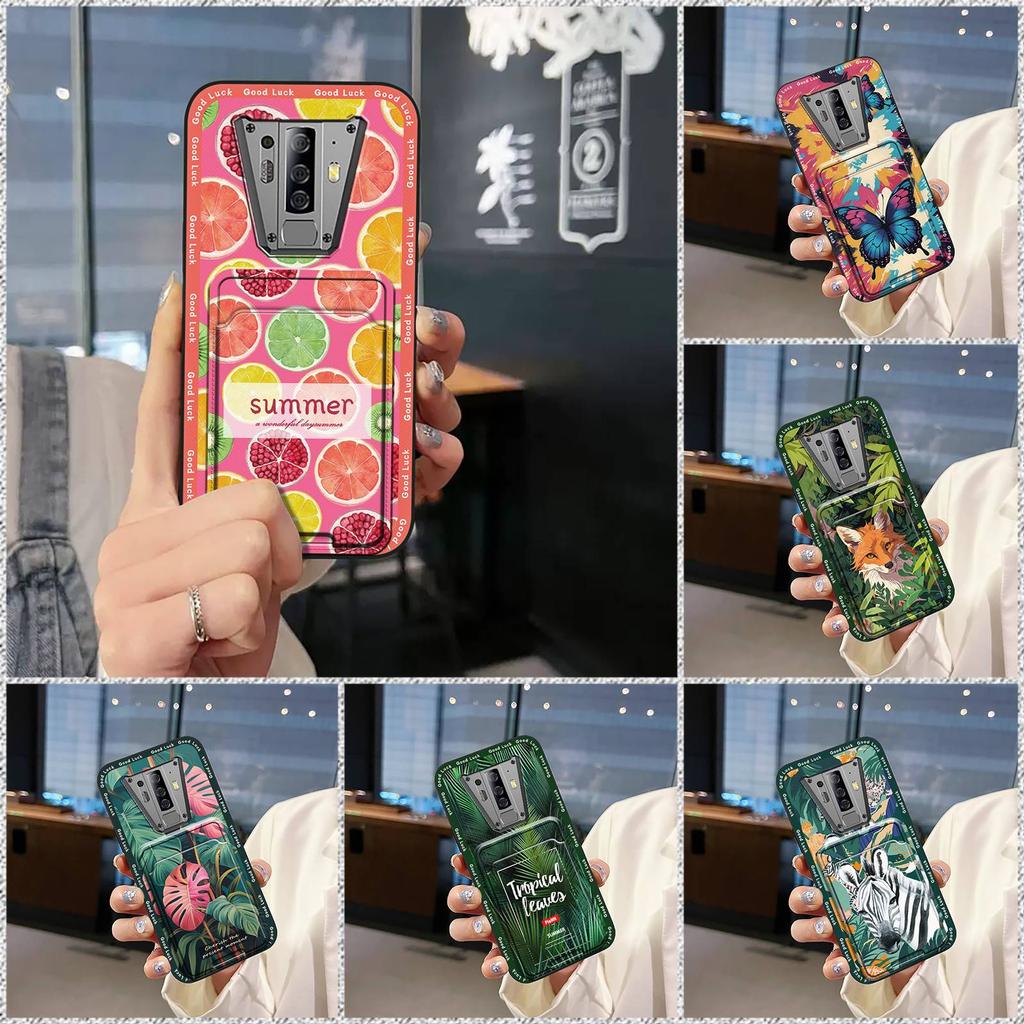 Cartoon Back Cover Phone Case For Blackview BV6900 Card Bag Graffiti Waterproof Soft Case Card Slot Silicone Shockproof