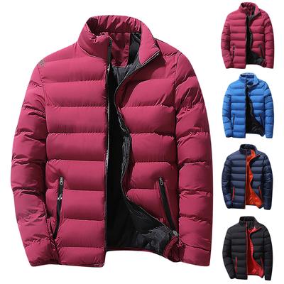 Men's Fashion Casual Solid Colour Short  Stand-Up Collar Cotton-Padded Jacket