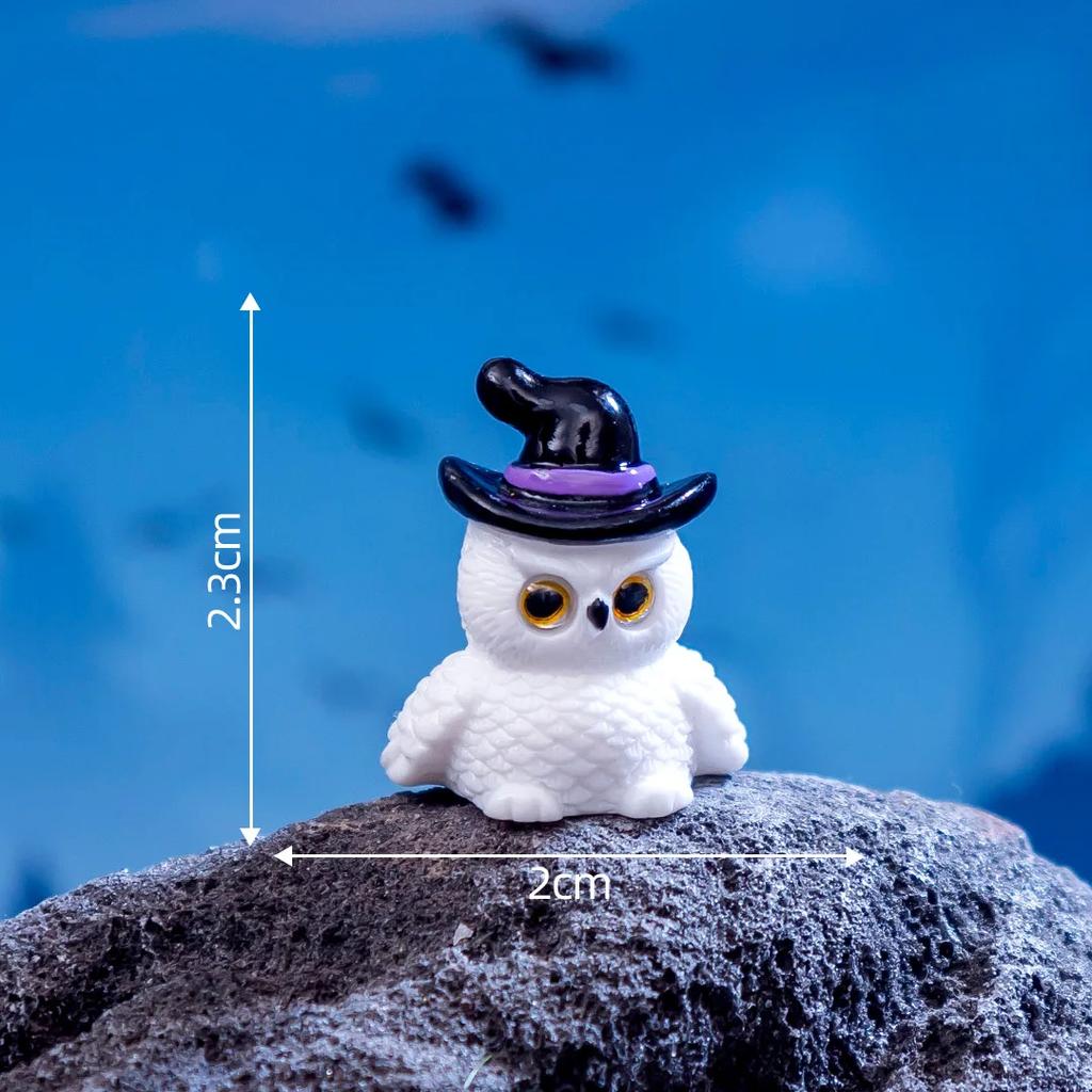 12PC Halloween Ornament Cartoon Witch Ghost Pumpkin Figurine Micro Landscape Dollhouse Model Car Interior Desktop Decoration
