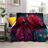 3D Rose Flowers Nordic Romantic Soft Blankets,Keep Warm Throw Blanket Comfortable Blanket for Picnic Beds Sofa Home Bedroom Gift