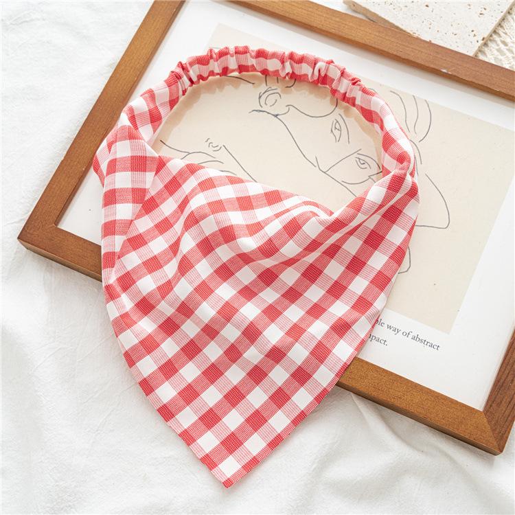 Elastic Classic Style Lattice Adjustable Universal Pet Bandana Bib Custom Bandana for Cats Dogs Cotton Polyester красный