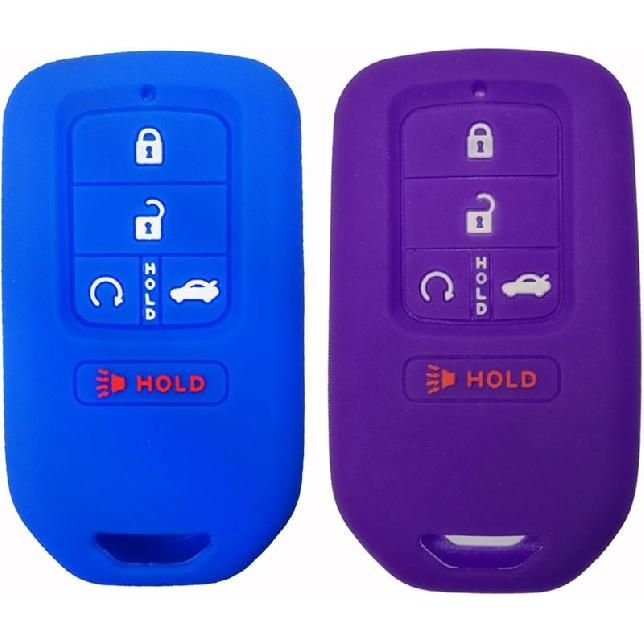 2Pcs Coolbestda Silicone Full Protective Key Fob Remote Cover Case Skin Jacket for 2017 2018    Honda Civic Accord Pilot CR-V 5 Buttons Smart Key