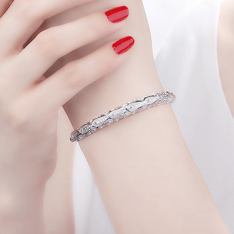 Pretty Charms Phoenix Bangles 999 Stamp Silver Cuff Bracelets for Women Fashion Party Wedding Accessories Jewelry Gifts