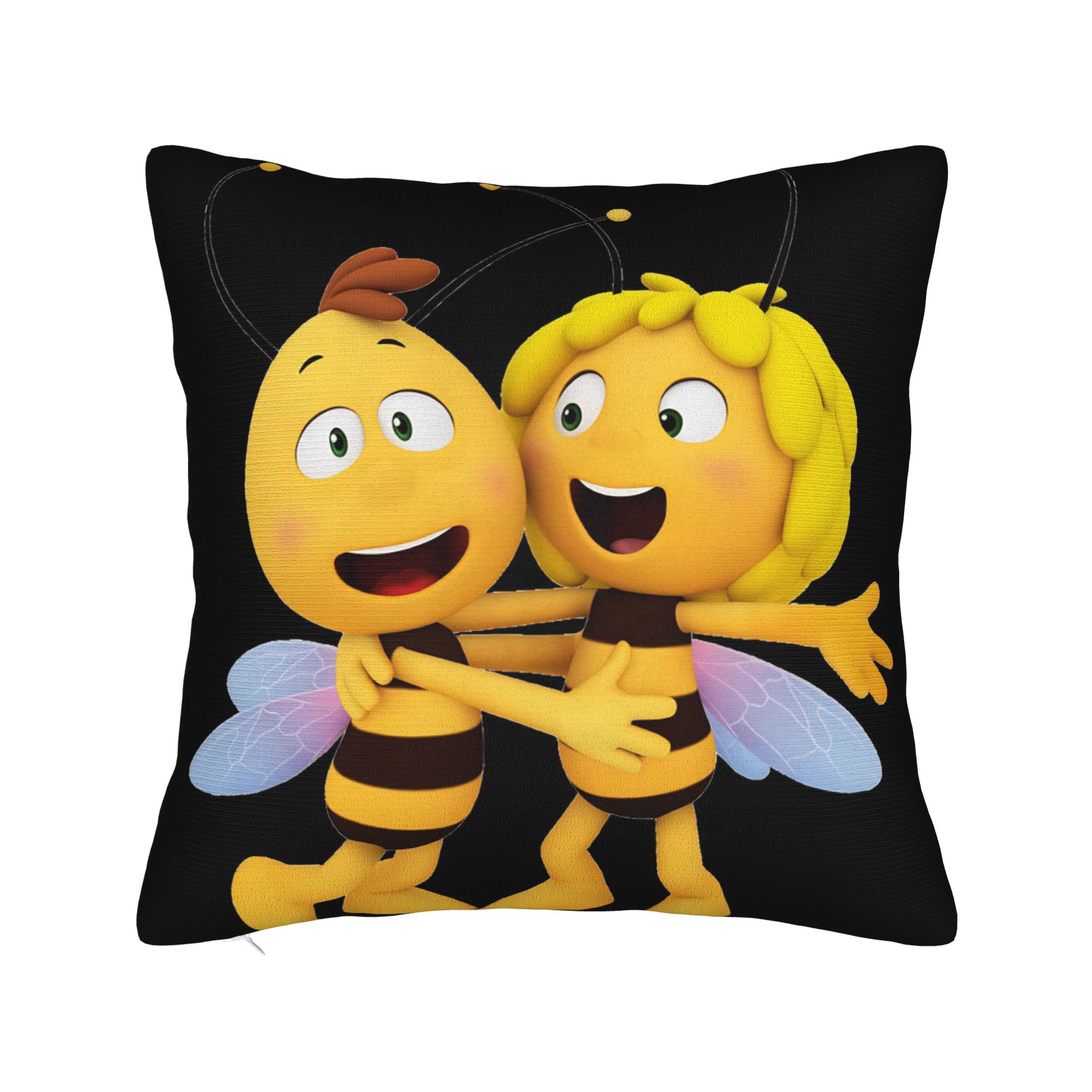 

Maya The Bee With Flowers Cartoon Pillowcase Merch Soft Cushion Cover Gift Throw Pillow Case Cover Home Multi Size 12x12Inch