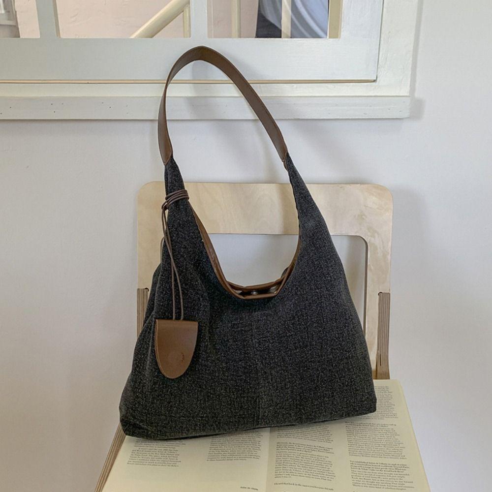 Harajuku Denim Tote Bag Korean Style Commuting Underarm Bag Leisure Canvas Shoulder Bag  Lady
