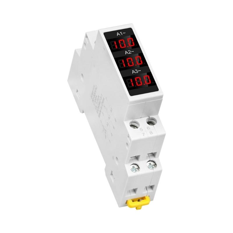 3 Phase Din Rail Voltmeter Ammeter, Digital Energy Meter with 3 Sensors,AC80‑500V 1‑100A Current Power Meter