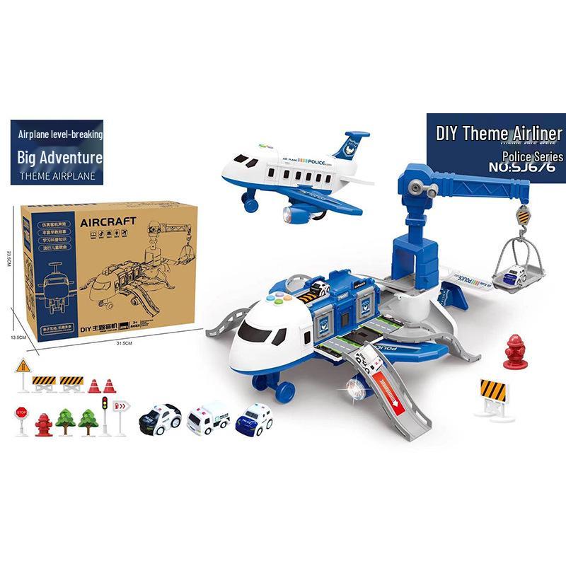 Children's Inertial Toy Car Set with Airplane and Music
