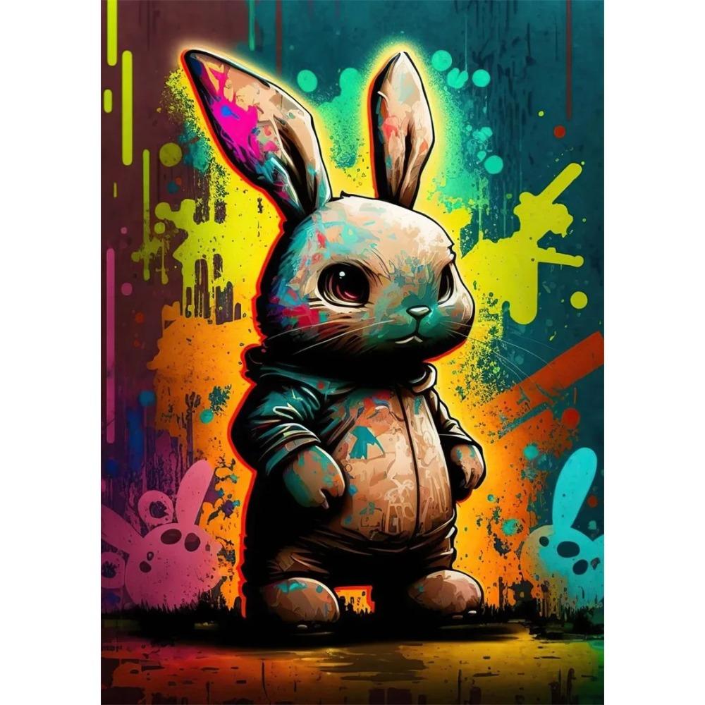 Pop Art Colorful Neon Animals DJ Music Poster Aesthetic Capybara Cat Dog Panda Rabbit Canvas Print Wall Art Mural Room Decor