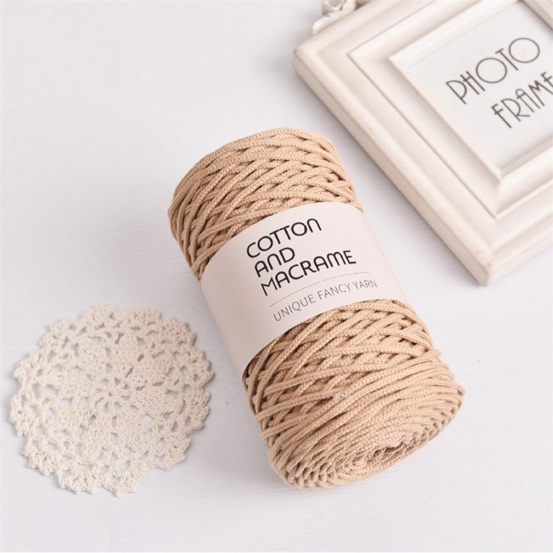 3mm Cotton Macrame Cord 130m/Roll Hand Knitting Yarn Hand Crochet Yarn Bag DIY Knitting Crochet Yarn 100% High Quality Cotton