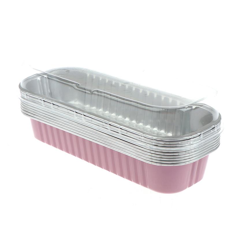 Home Kitchen Foil Cake Boxes Aluminum Foil Cup Cake Pans Golden/White/Blue/Pink/Red Covered Pudding Boxes 10PCS