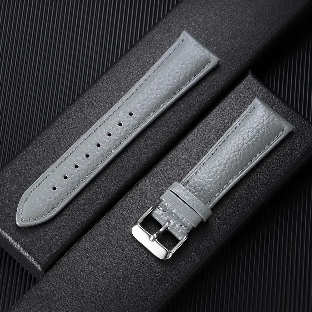 Litchi Pattern Soft Cowhide Watch Band Bracelet 18mm 19mm 20mm 21mm 22mm Replacement Wristwatch Straps for Men Women Watchbands