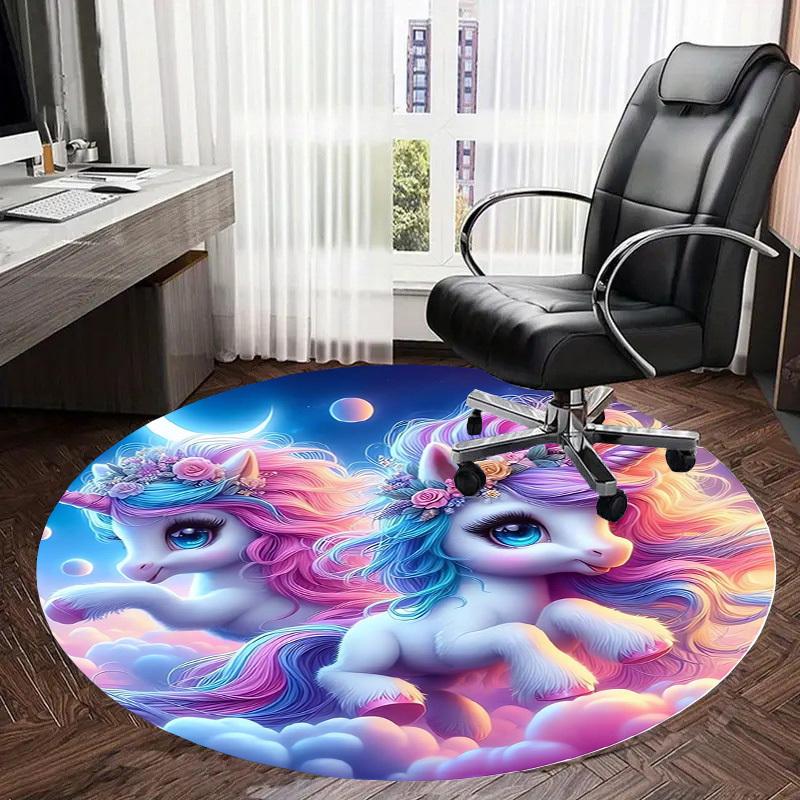 1pc Office Carpet Chair Mats Colorful Unicorns In Clouds Perfect for Decorating Office Chairs, Living Rooms, Or Bedrooms