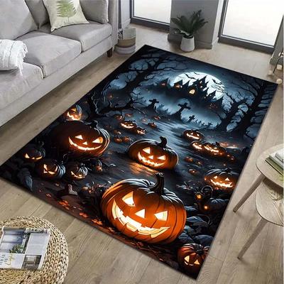 Halloween Pumpkin Head Pattern Floor Rug Carpets  Living Room Bedroom Bedside Bathroom Floor Mat Area Rug Room Decor Gift