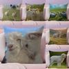 Sheep Cute Cushion Cover Natural Linen Pillow Case DoubleSided Print Decorative Sofa Pillowcase Home Decor Gift