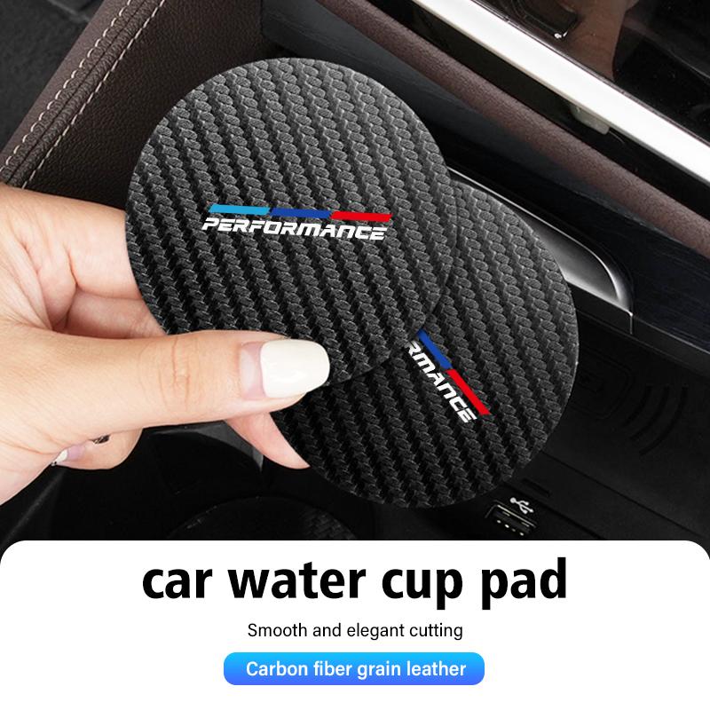 CLT1 2pcs Car Coaster Carbon Water Cup Slot Non-Slip Pad Bottle Mat For BMW 1 2 3 5 7 Series X1 X2 X3 X4 X5 X6 G20 G30 G11 G12