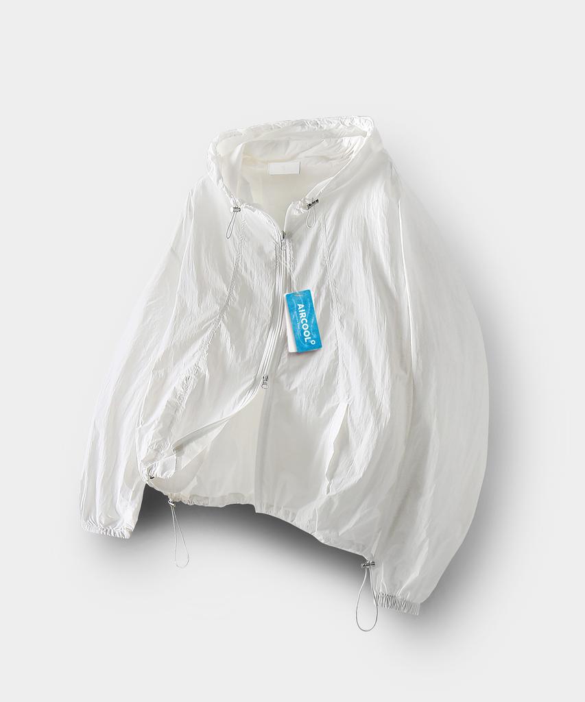 Mood Inside Ice Stitch String Windbreaker _White