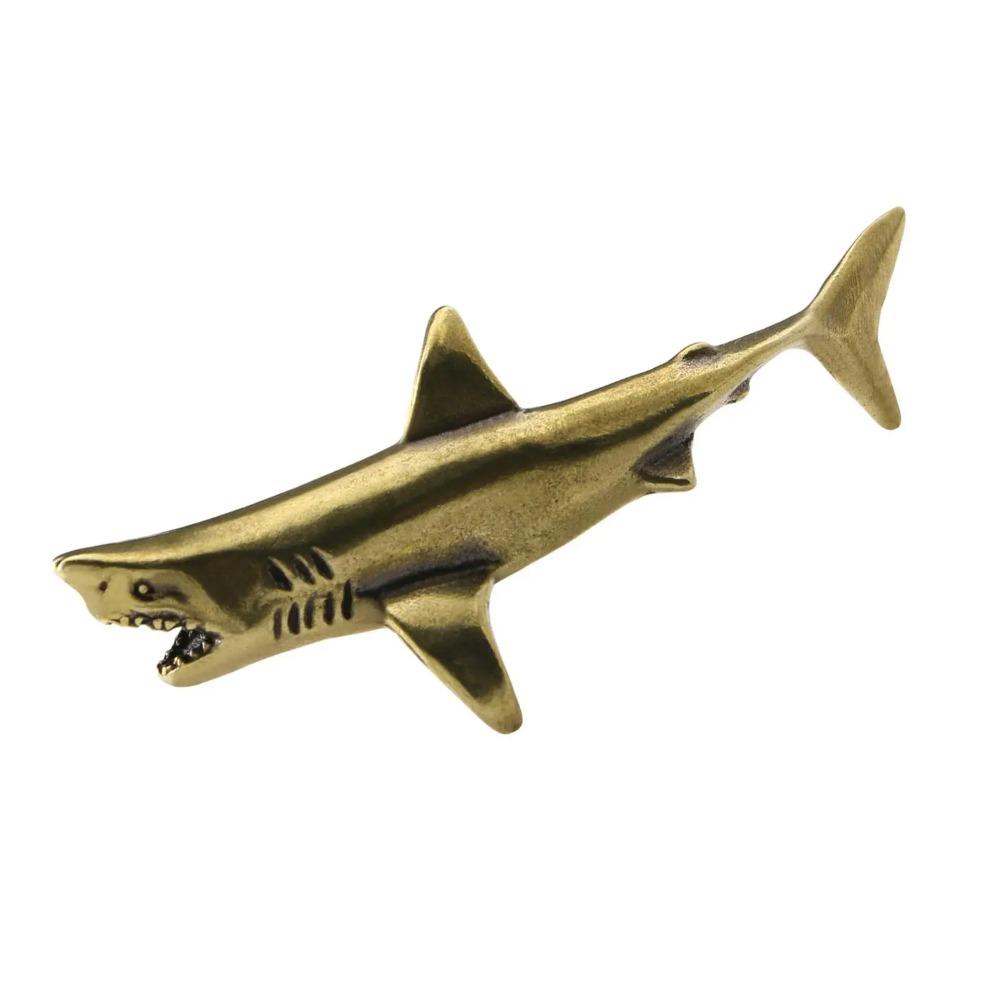 Copper Brass Shark Figurines Cute Shark Sculpture Tea Pets Mini Shark Statue  Birthday Gift