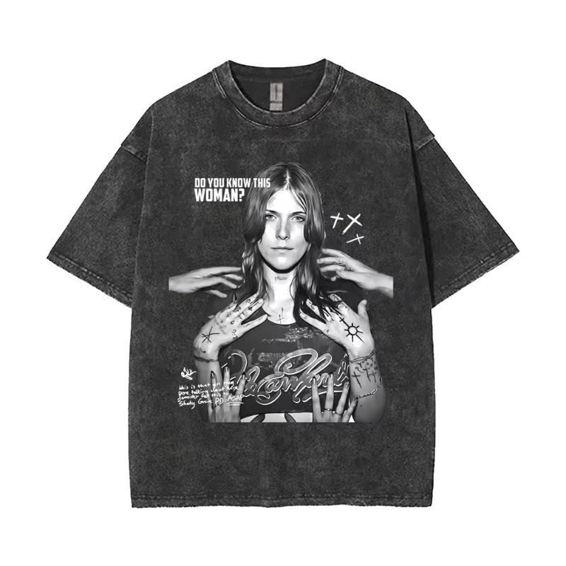 Vintage Daughters of Cain Ausgewaschenes Rundhals-T-Shirt beidseitig bedruckt