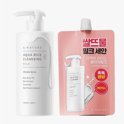 Aqua Rice Cleansing Milk Set – Gentle Hydrating Makeup Remover for Sensitive Skin (280ml + Refill 100ml)