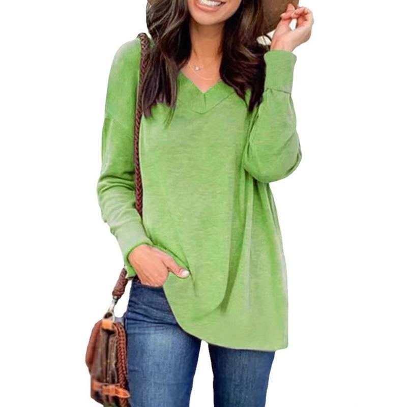 Women S Casual Long Sleeve V Neck T Shirt For Spring Autumn