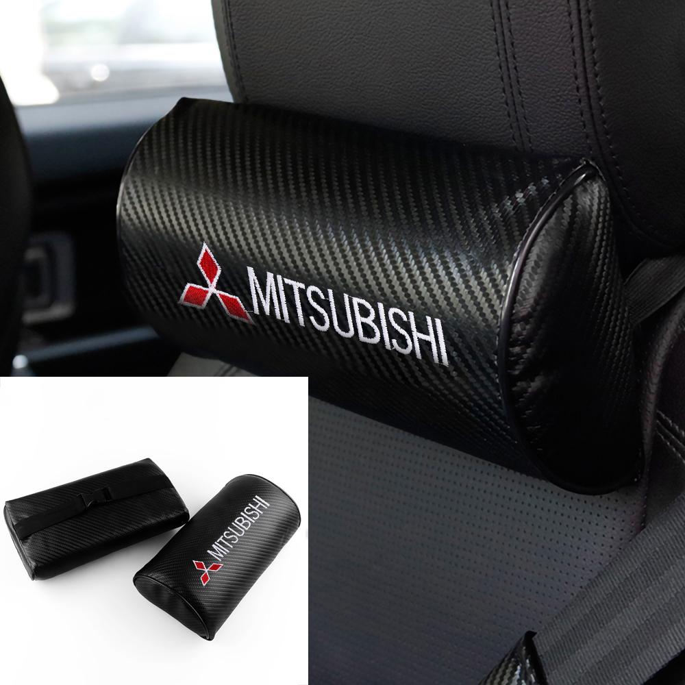 Sdzh1 1/2Stk Autositz Kopfstütze Auto Logo Nackenkissen Innenzubehör Für Mitsubishi 9 Ralliart X EX ASX L200 Colt Outlander Pajero
